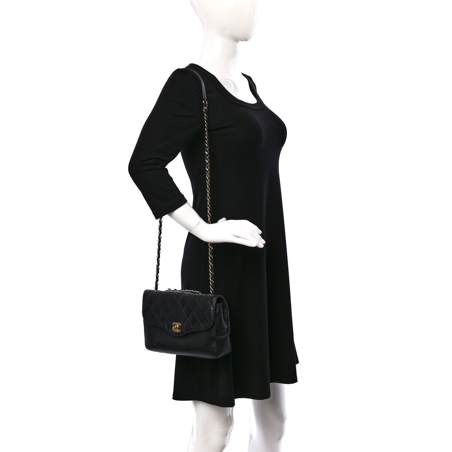 Chanel Goatskin Quilted Coco Curve Flap Messenger Flap Black 2 of 9