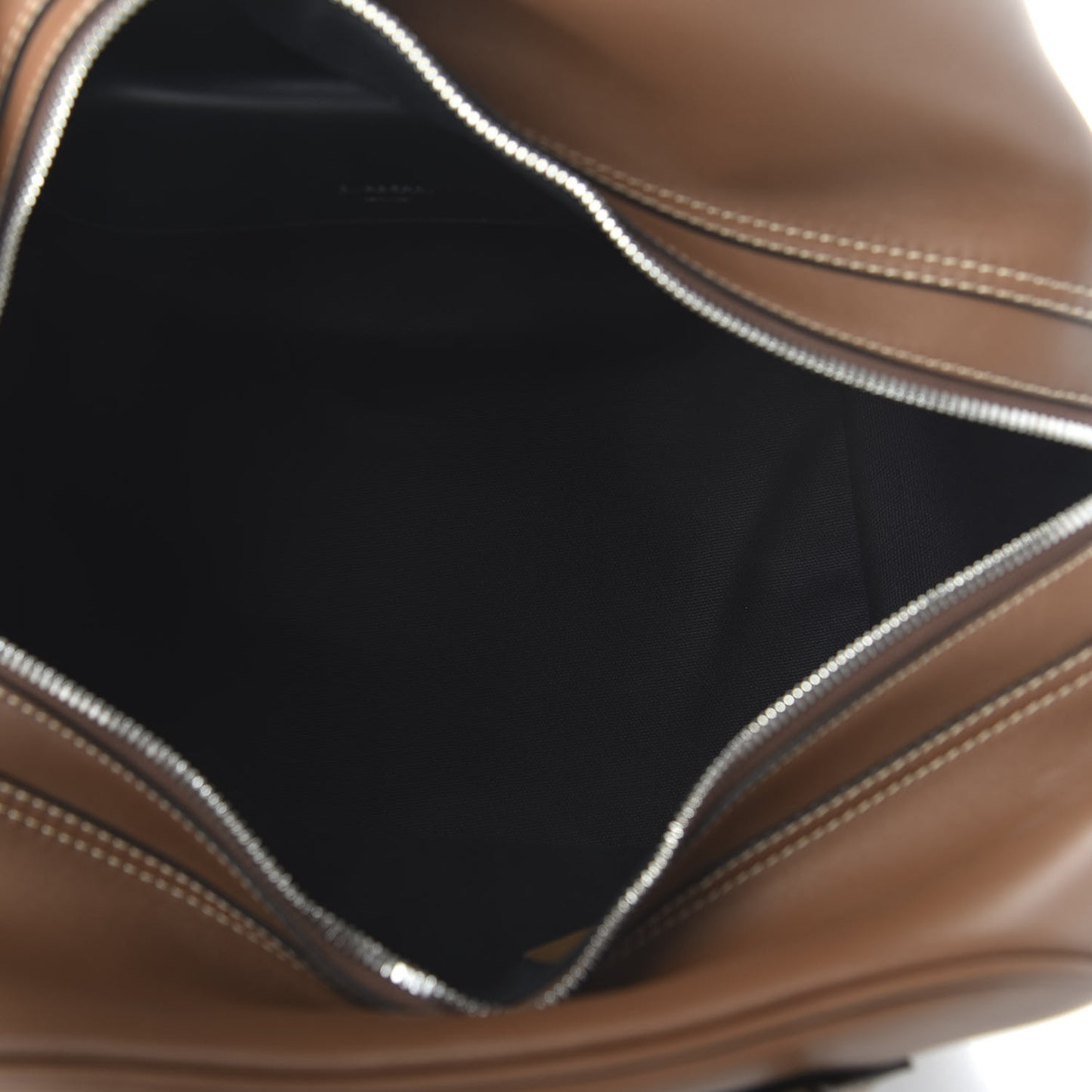 Smooth Calfskin Medium Cube Bowling Bag Malt Brown