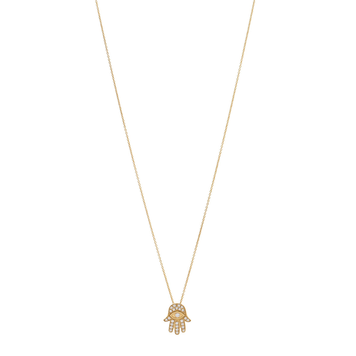 18K Yellow Gold Diamond Tiny Treasures Hamsa Pendant Necklace