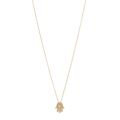 Roberto Coin 18K Yellow Gold Diamond Tiny Treasures Hamsa Pendant Necklace 1 of 5
