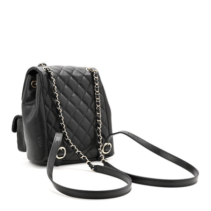 Chanel Shiny Caviar Quilted Medium Duma Pockets Drawstring Backpack Black 3 of 10