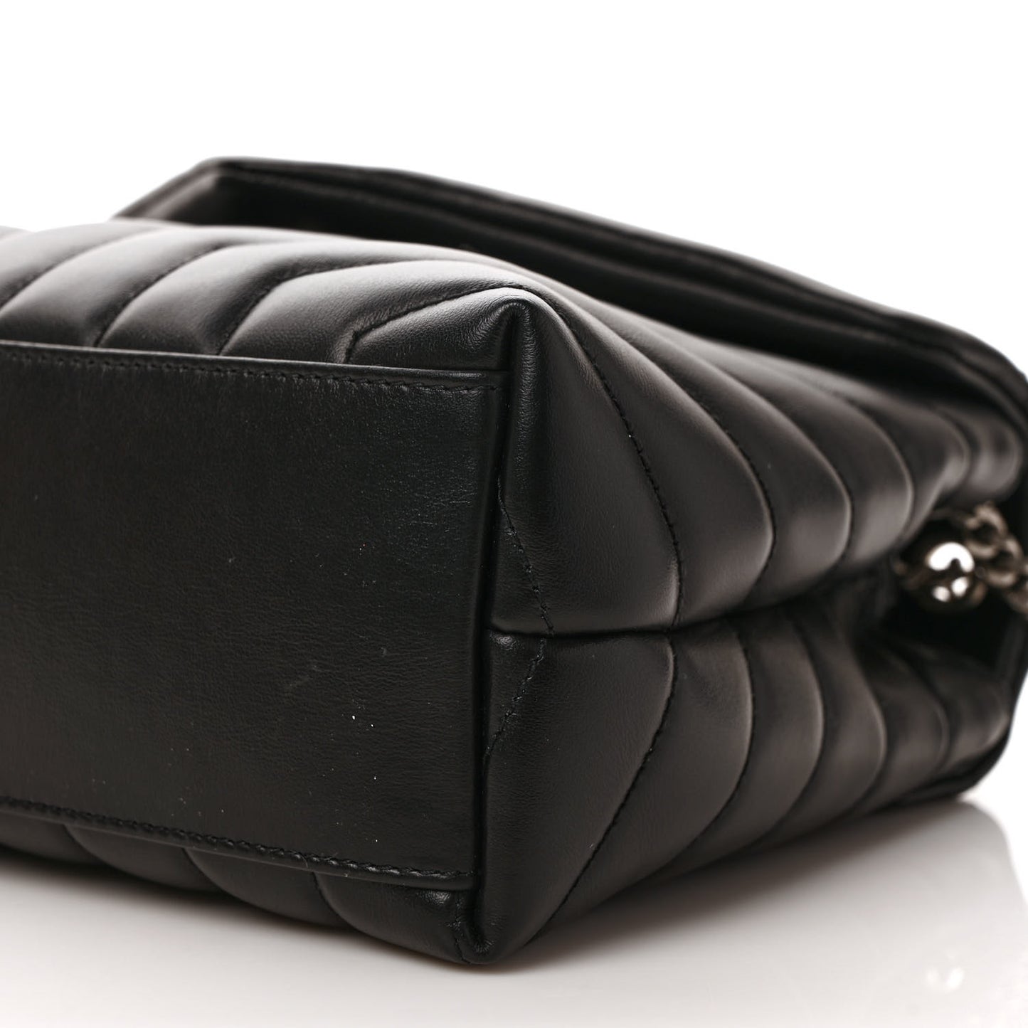 Calfskin Y Quilted Monogram Small Loulou Chain Satchel Black