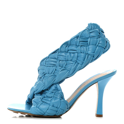Bottega Veneta Shiny Nappa Intrecciato The Board Sandals 39 Sky Blue 1 of 8