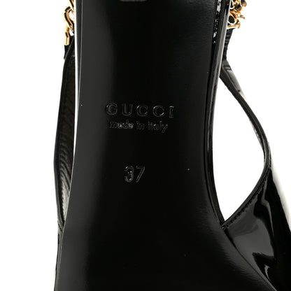 Gucci Patent Signoria 35mm Slingback Pumps 37 Black 8 of 10
