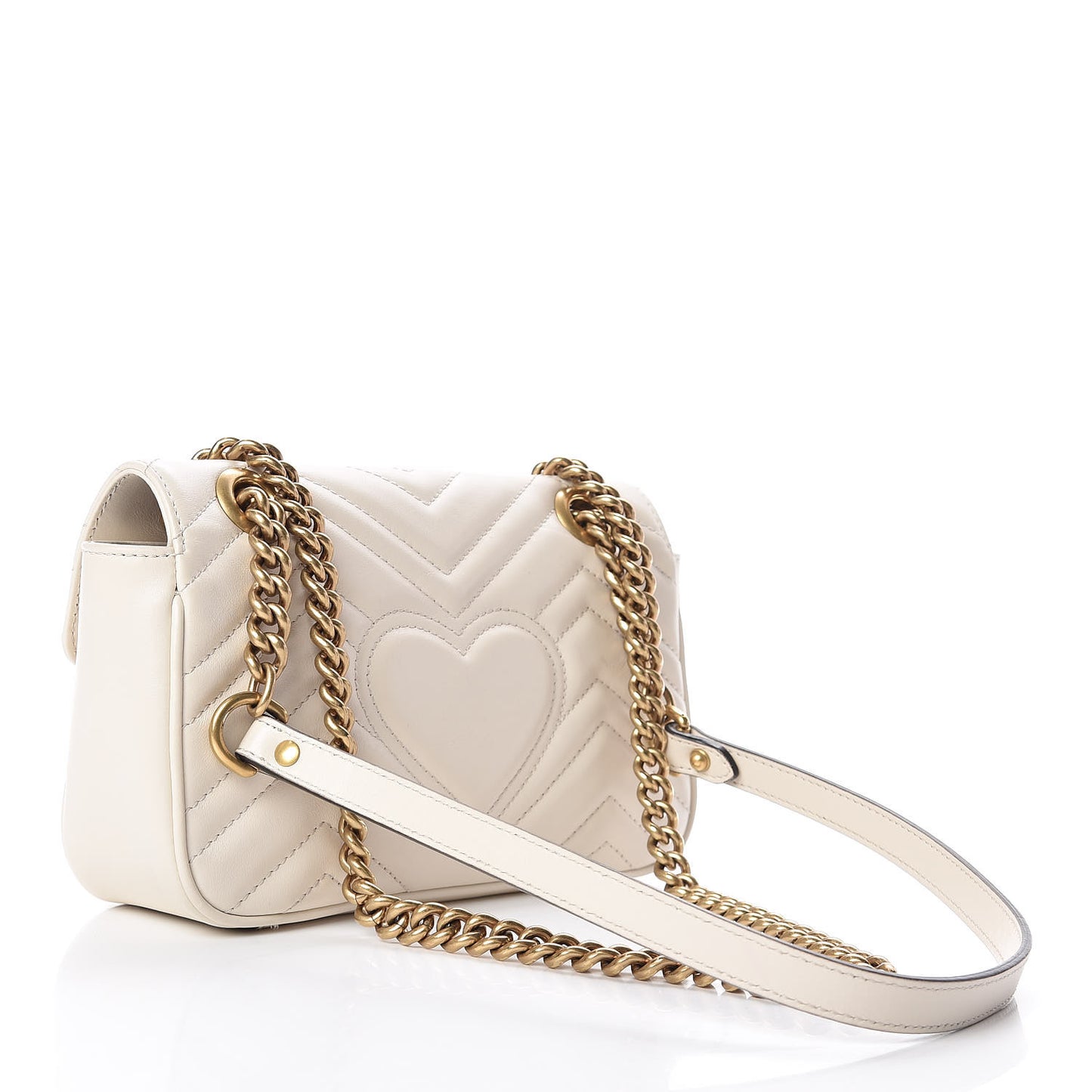 Calfskin Matelasse Mini GG Marmont Shoulder Bag White
