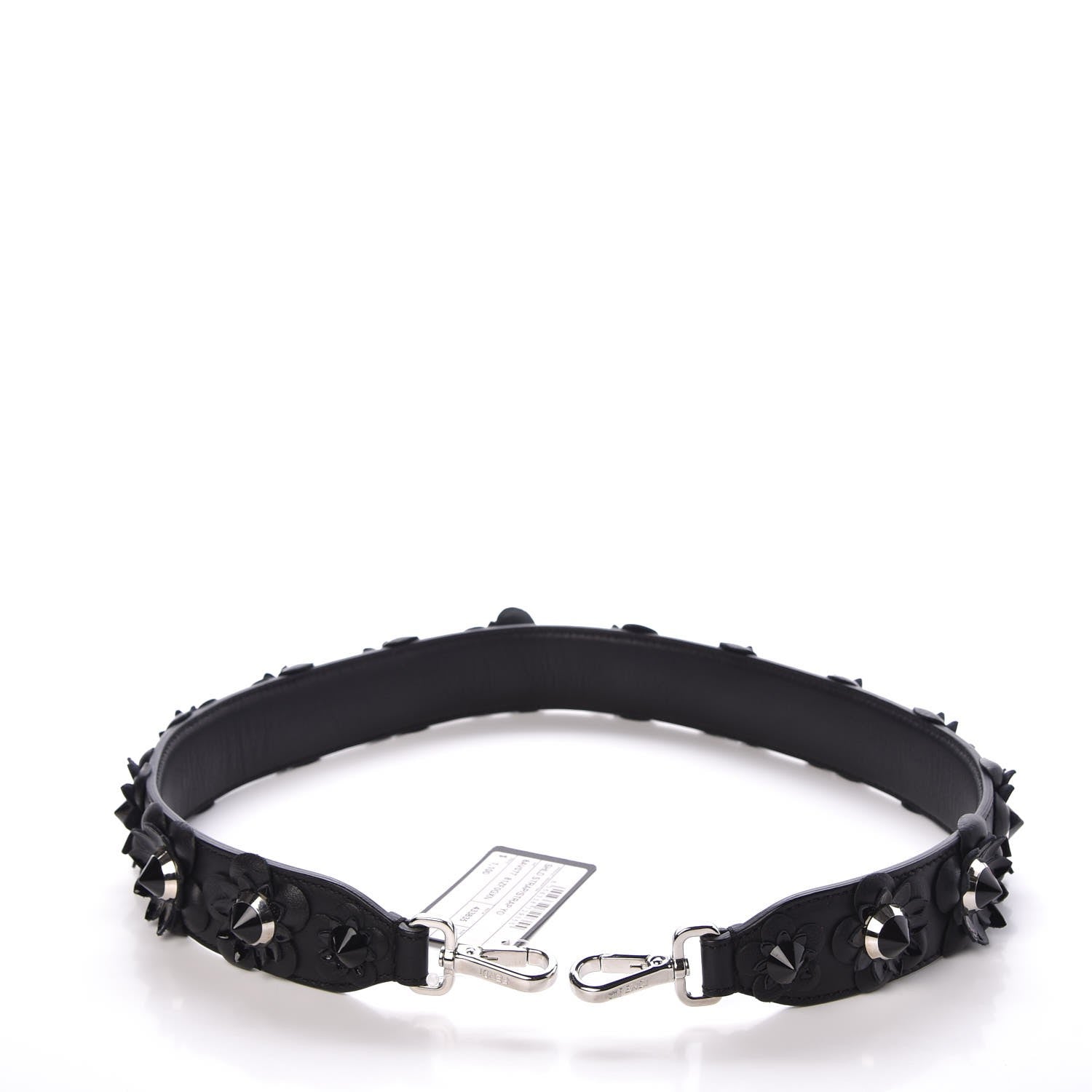 Fendi Vitello Dolce Nappa Patent Flowerland Studded Strap You Black 4 of 4