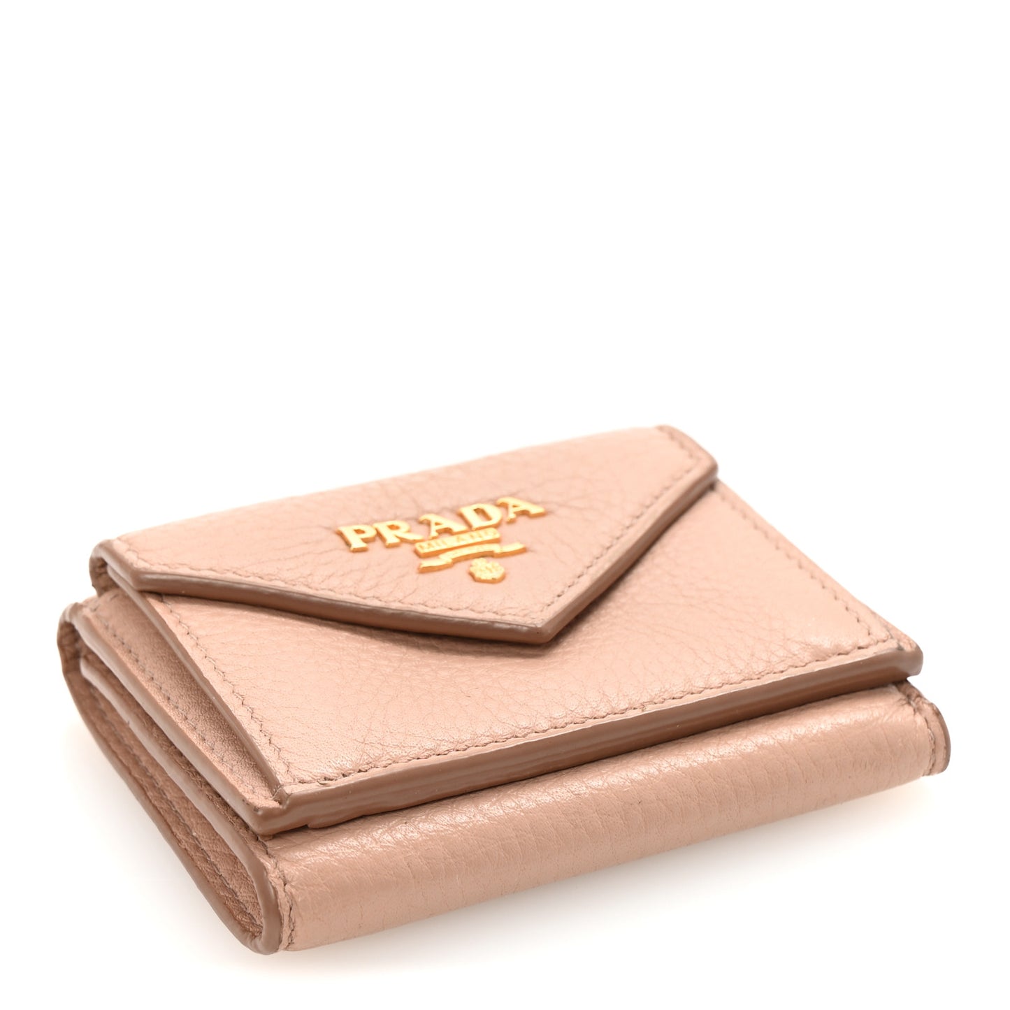 Vitello Grain Small Tri-Fold Wallet Cipria