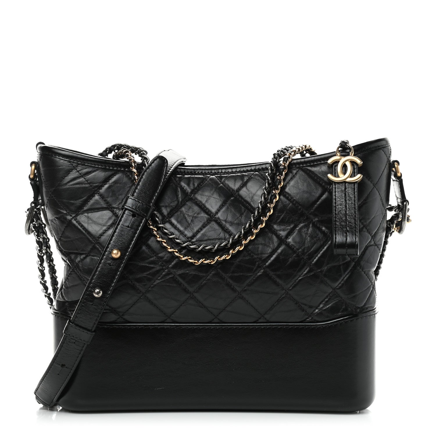 Chanel Aged Calfskin Quilted Medium Gabrielle Hobo Black 1 of 9