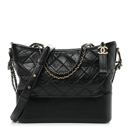 Chanel Aged Calfskin Quilted Medium Gabrielle Hobo Black 1 of 9