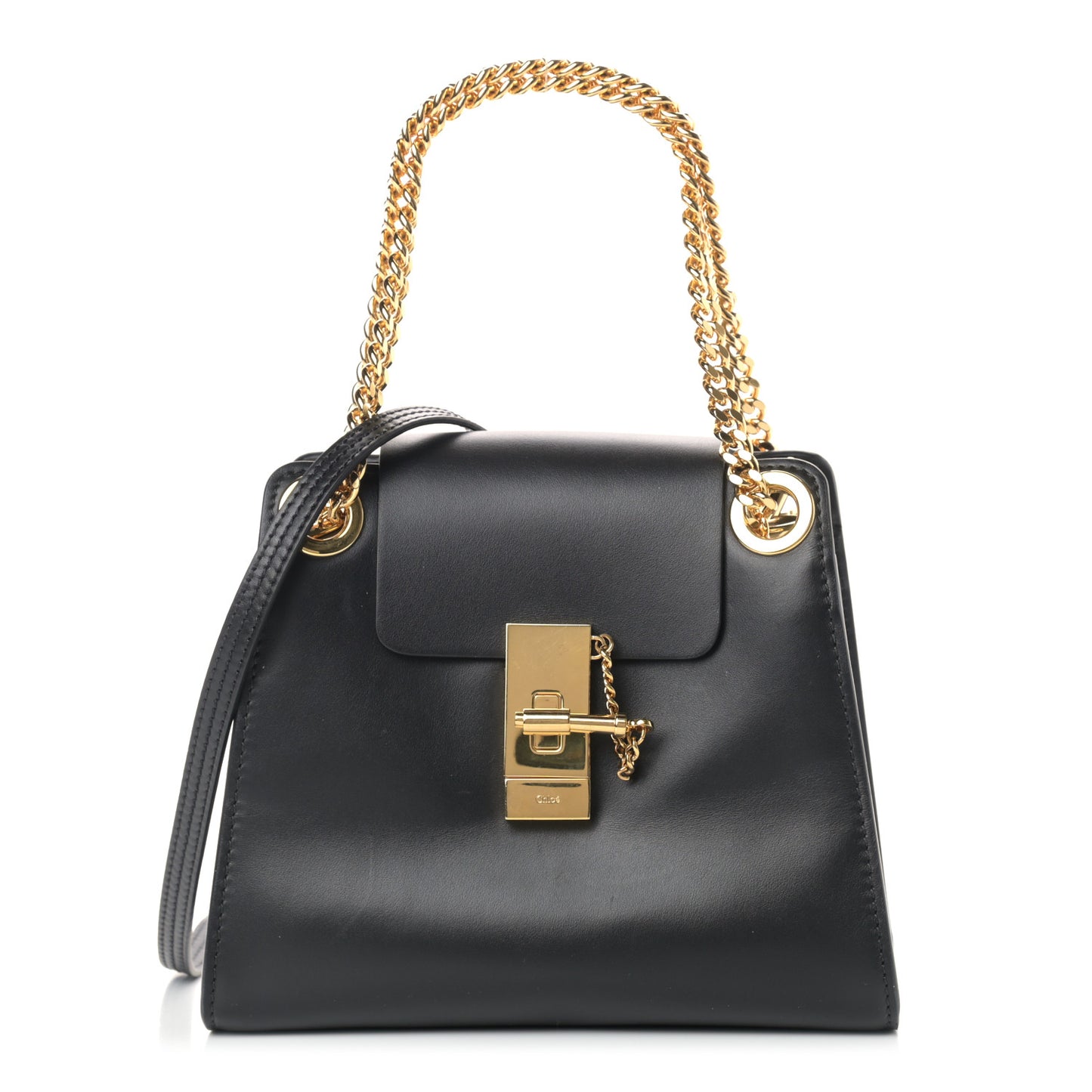 Shiny Calfskin Mini Annie Shoulder Bag Black