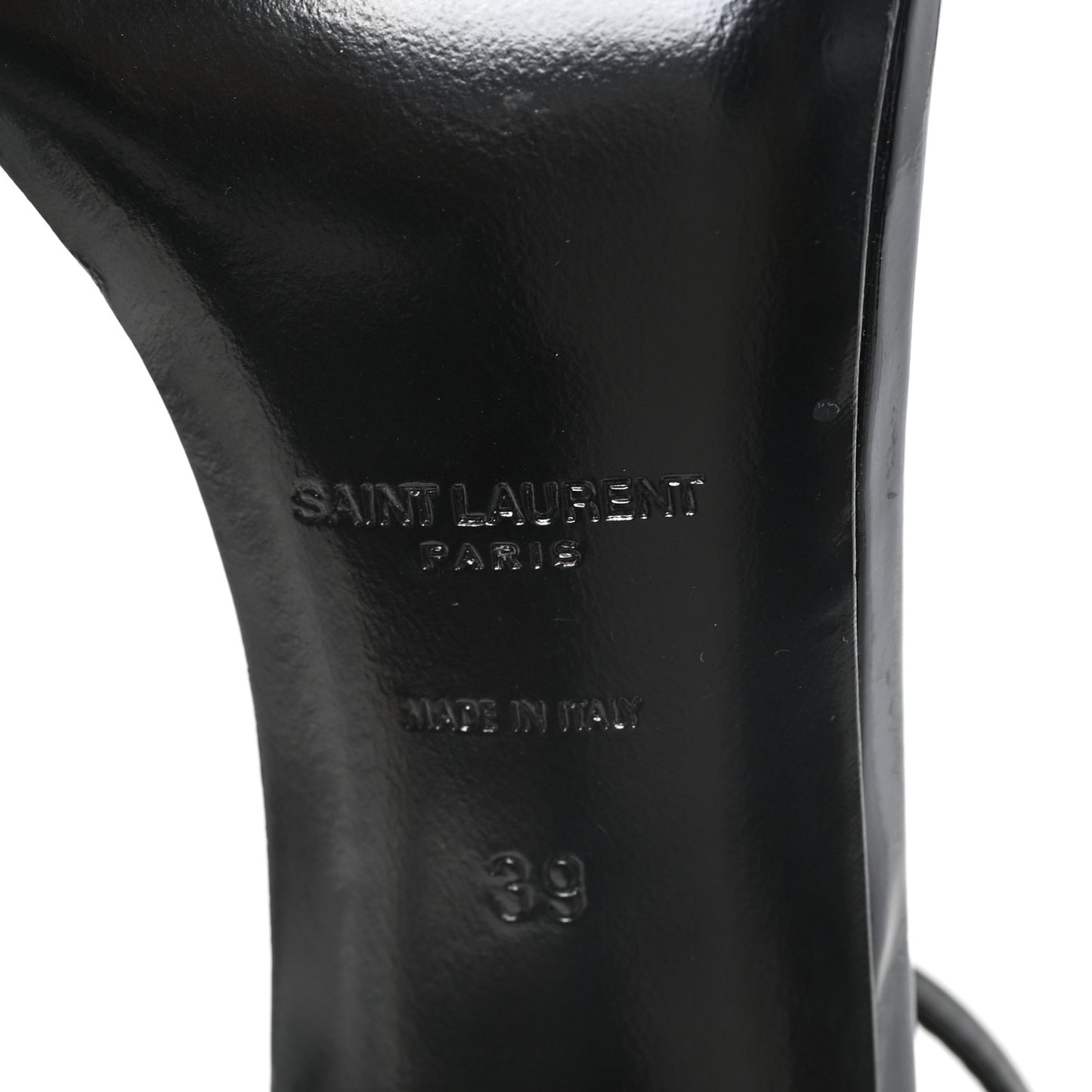 Patent Calfskin Amber 105 Ankle Strap Sandals 39 Black