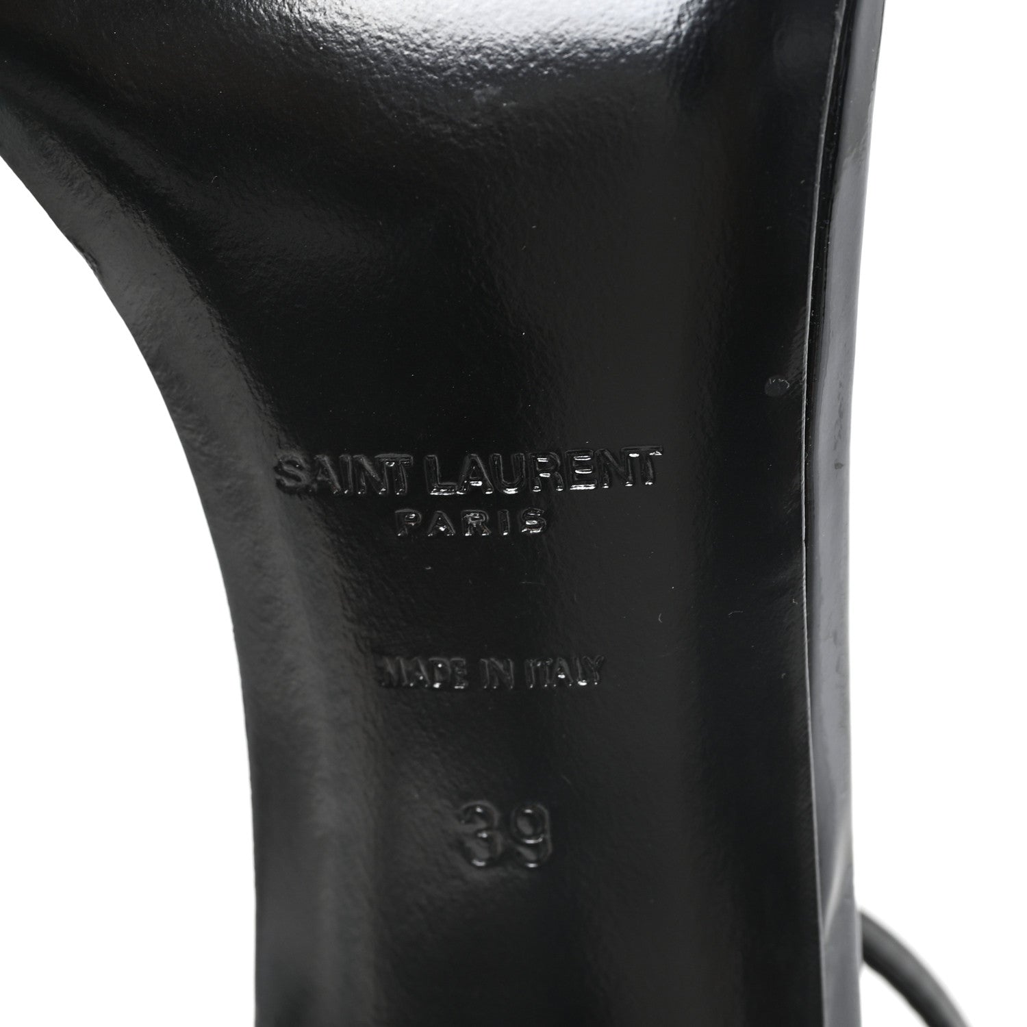 Saint Laurent Patent Calfskin Amber 105 Ankle Strap Sandals 39 Black 7 of 9