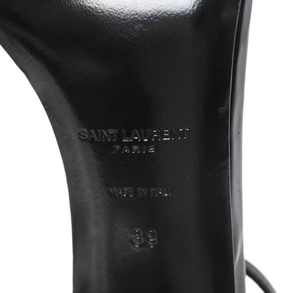 Saint Laurent Patent Calfskin Amber 105 Ankle Strap Sandals 39 Black 7 of 9