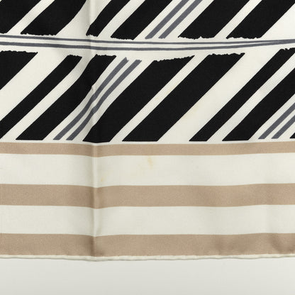 Chanel Silk Camellia CC Square Scarf Beige Black White 5 of 8