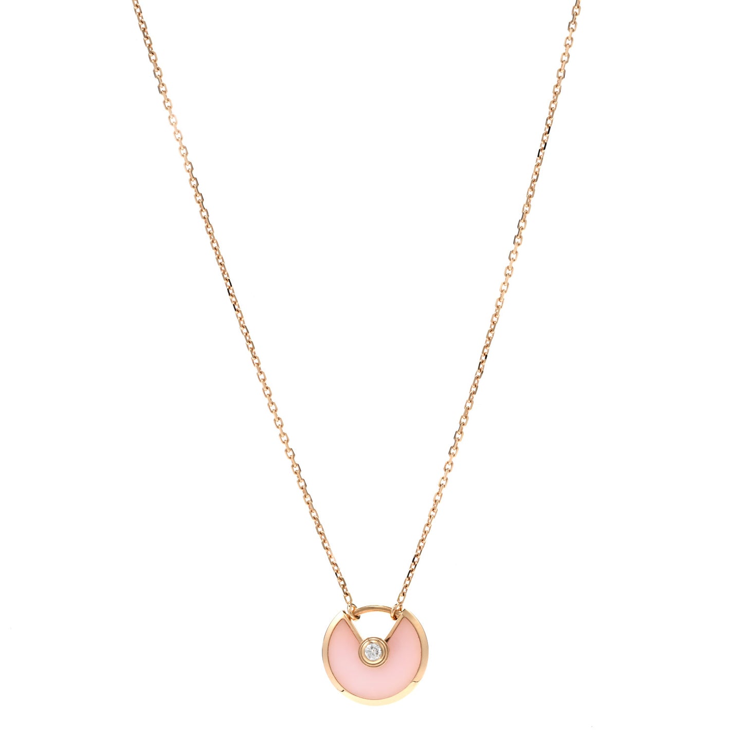 18K Pink Gold Diamond Pink Opal XS Amulette de Cartier Pendant Necklace