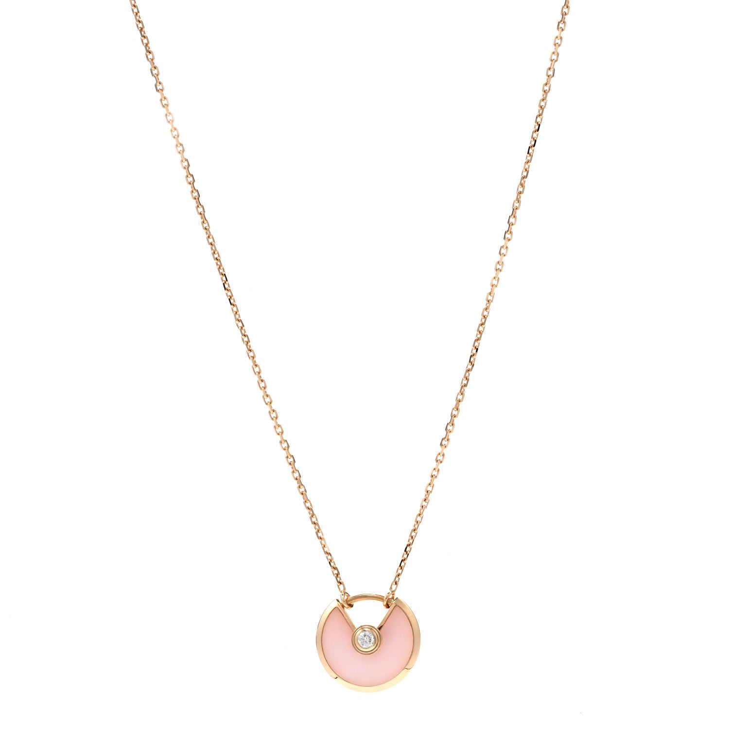 Cartier 18K Pink Gold Diamond Pink Opal XS Amulette de Cartier Pendant Necklace 1 of 5