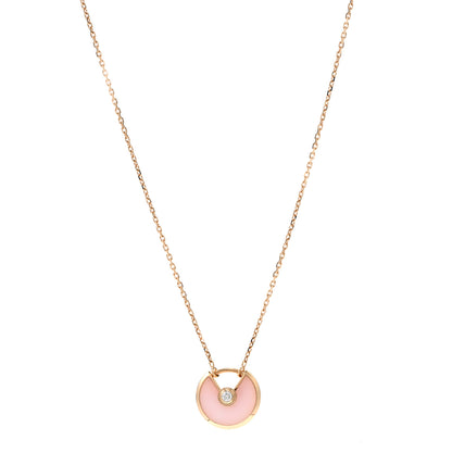 Cartier 18K Pink Gold Diamond Pink Opal XS Amulette de Cartier Pendant Necklace 1 of 5