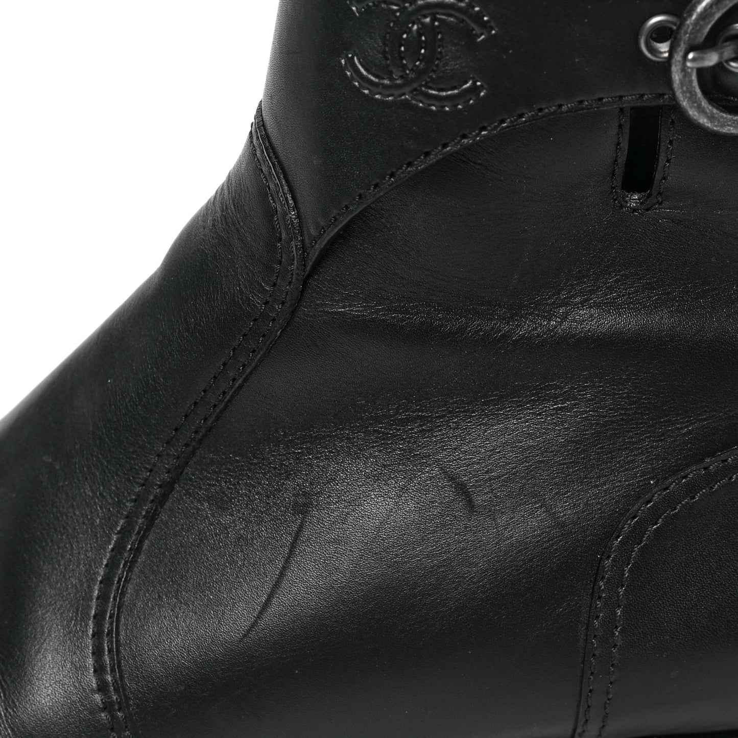 Calfskin CC Short Boots 41.5 Black