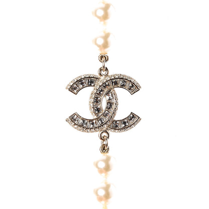 Chanel Pearl Baguette Crystal CC Necklace Gold 4 of 6