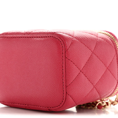 Chanel Caviar Quilted Mini Vanity Case With Chain Dark Pink 10 of 10