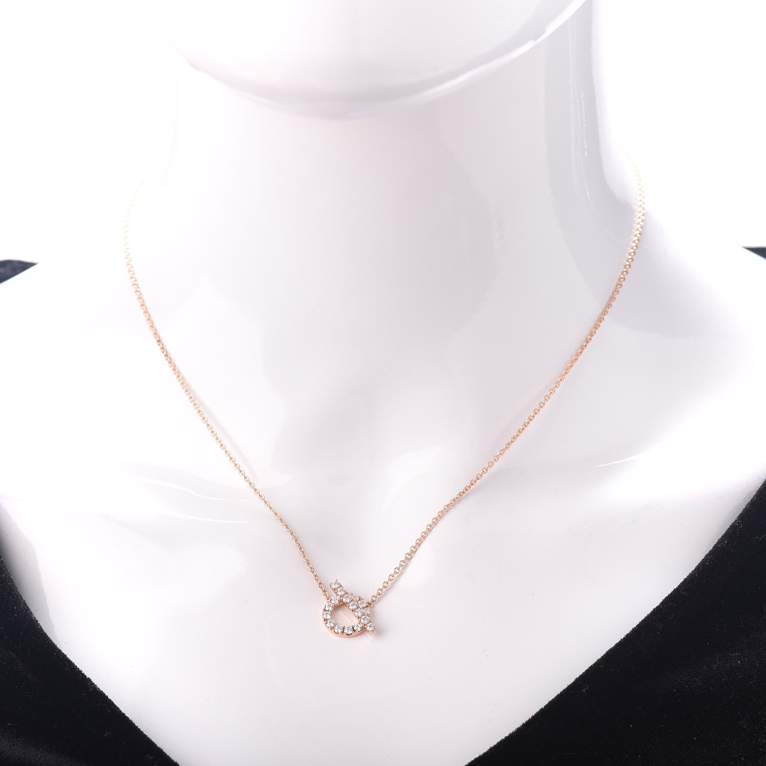 Hermes 18K Rose Gold Diamond Finesse Pendant Necklace 2 of 5