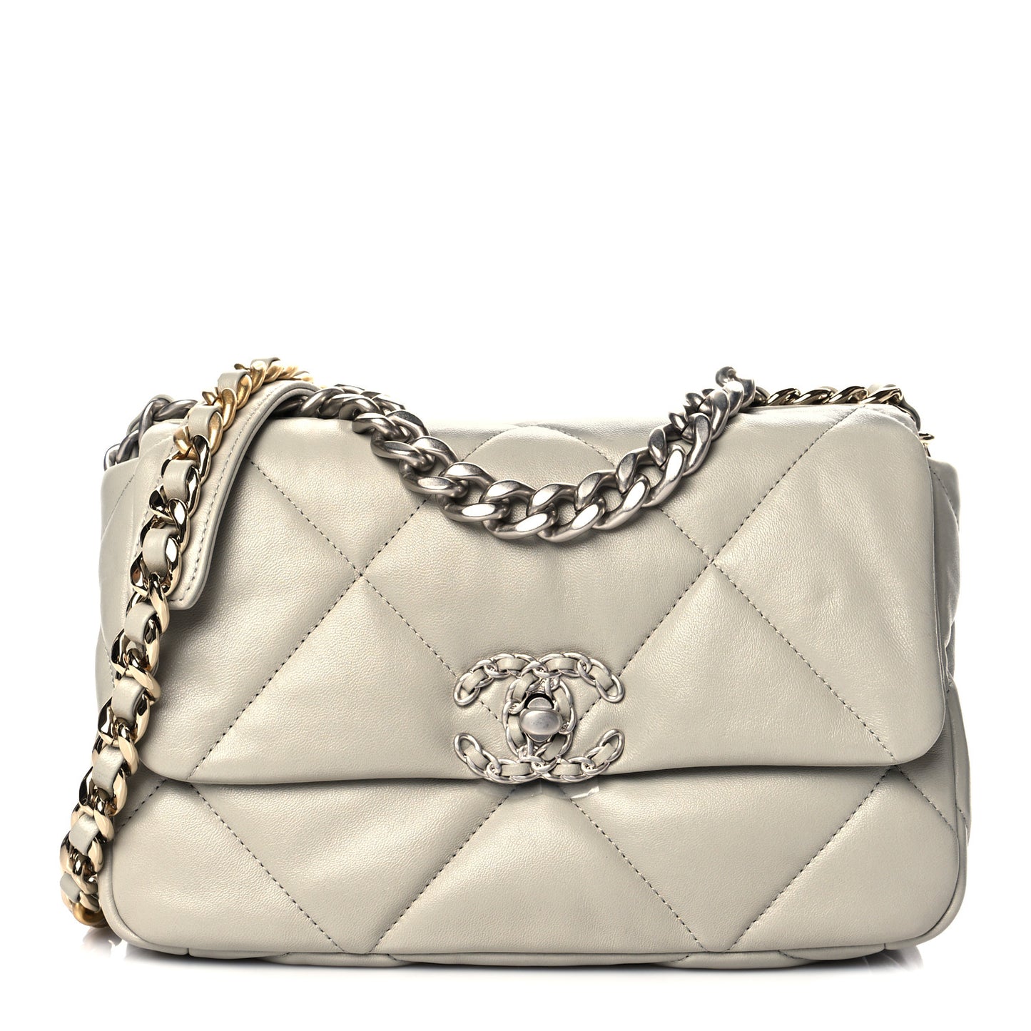 Lambskin Quilted Medium Chanel 19 Flap Grey