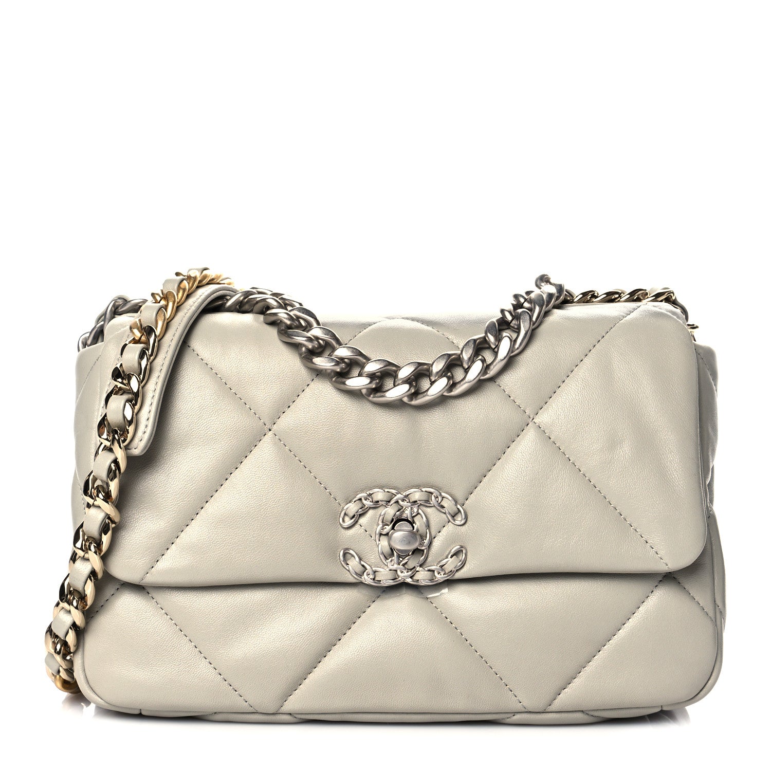 Chanel Lambskin Quilted Medium Chanel 19 Flap Grey 1 of 10
