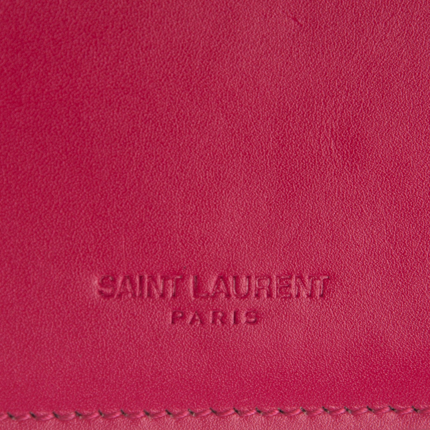Calfskin 5 Fragments Zip Pouch Card Holder Lipstick Fuchsia