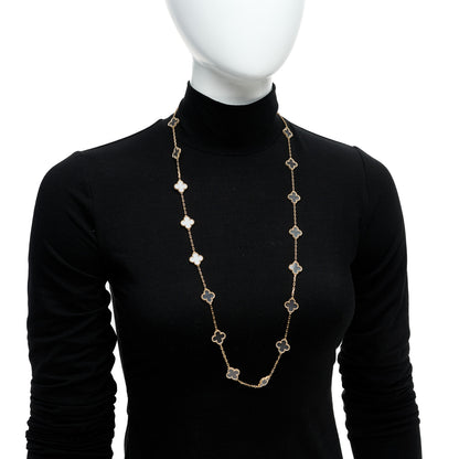 Van Cleef & Arpels 18K Yellow Gold Rock Crystal 20 Motifs Vintage Alhambra Necklace 2 of 6