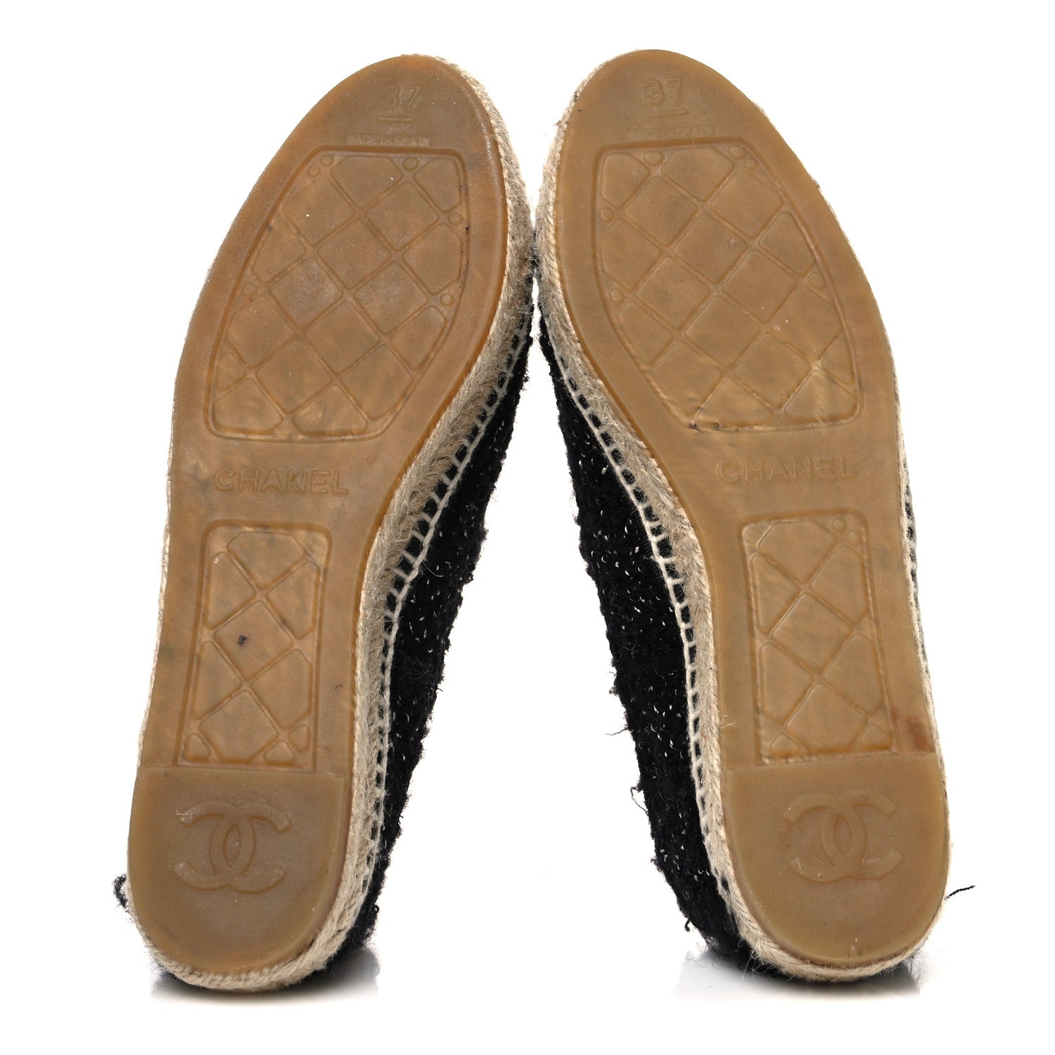 Chanel Metallic Lambskin Tweed CC Espadrilles 37 Black Silver 7 of 11