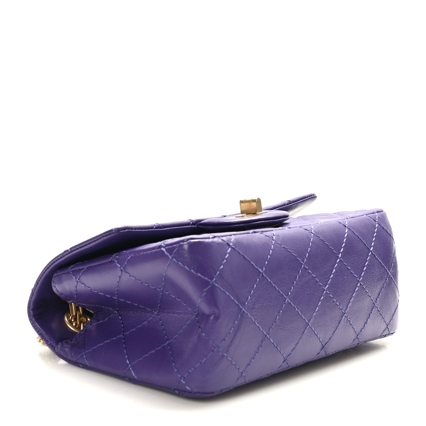 Aged Calfskin Quilted 2.55 Reissue Mini Flap Purple