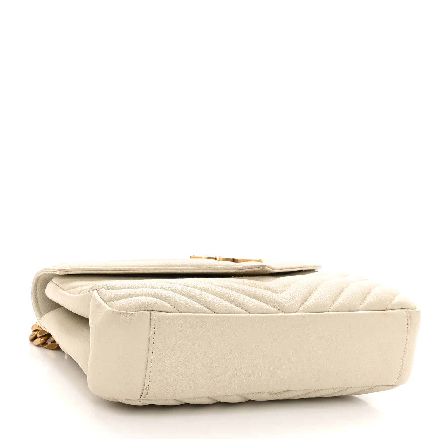 Saint Laurent Sheepskin Matelasse Chevron Monogram Medium College Bag Crema Soft 4 of 11