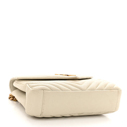 Saint Laurent Sheepskin Matelasse Chevron Monogram Medium College Bag Crema Soft 4 of 11