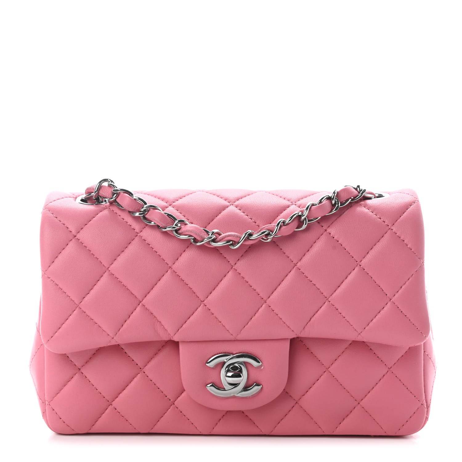 Chanel Lambskin Quilted Mini Rectangular Flap Pink 1 of 8