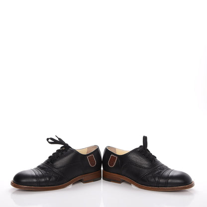 Chanel Calfskin Quilted CC Lace Up Oxfords 36 Black 7 of 18
