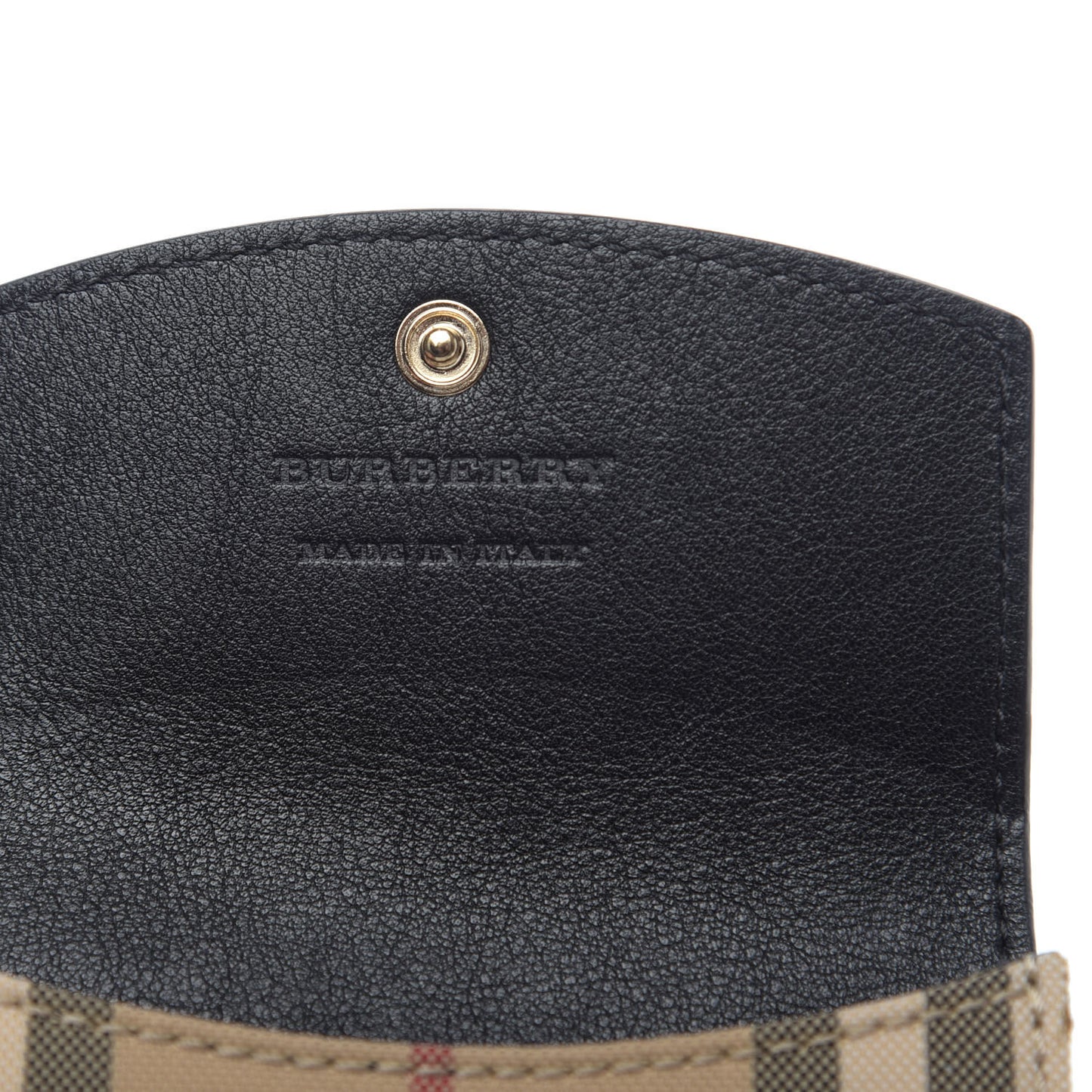 Calfskin House Check Chesam Card Case Black