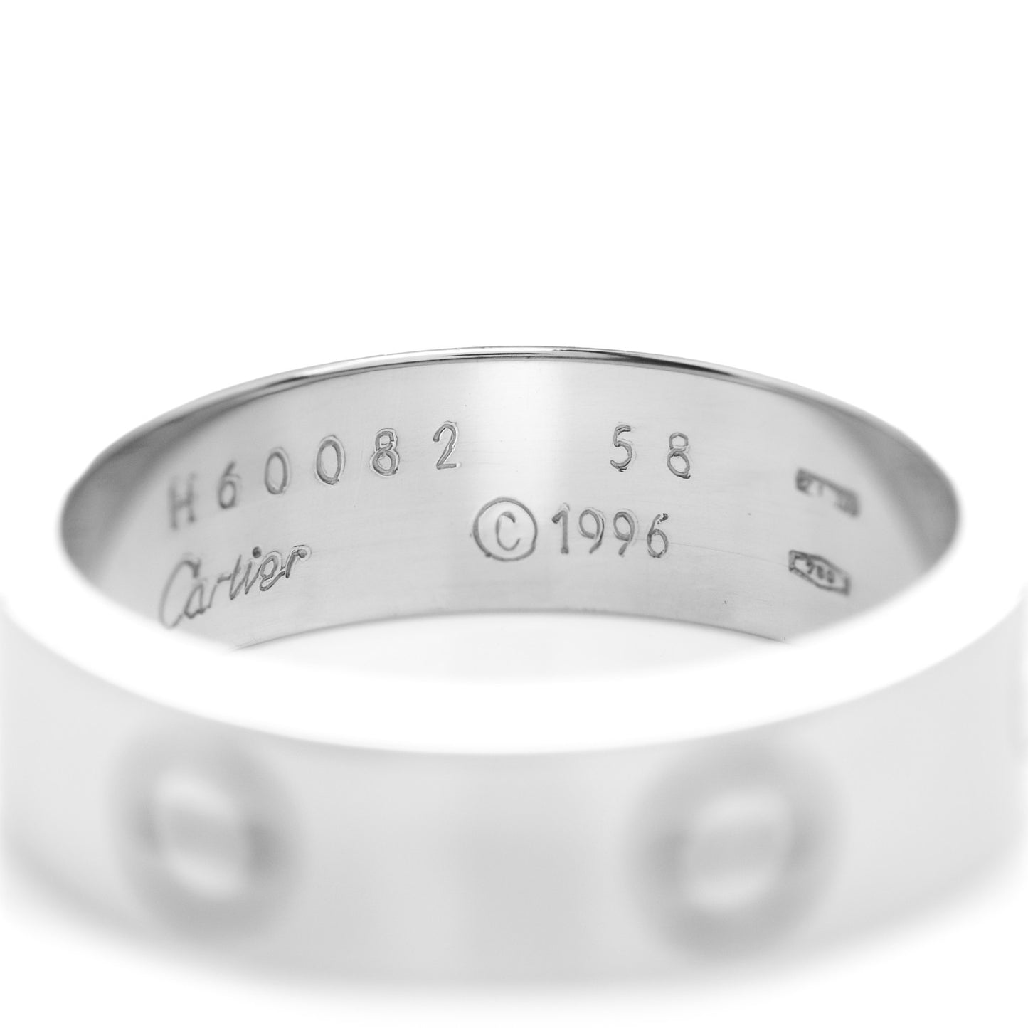 18K White Gold 6mm LOVE Ring 58 8.25