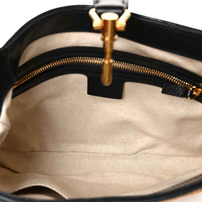 Gucci Straw Lux Boarded Dyana Lux Calfskin Small Jackie 1961 Hobo Natural Blue 5 of 12