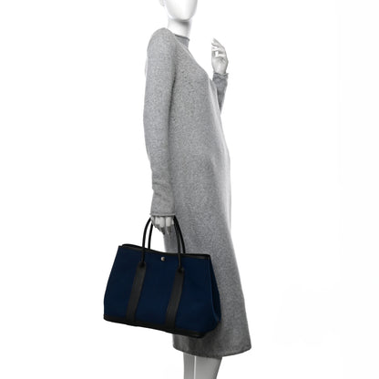 Hermes Toile Vache Country Garden Party Tote 36 MM Bleu De Malte Black 2 of 9