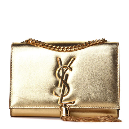 Saint Laurent Metallic Calfskin Small Classic Monogram Kate Tassel Satchel Gold 1 of 8