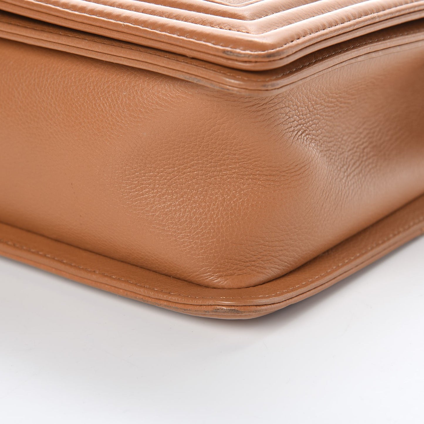 Calfskin Quilted Double Stitch New Medium Boy Flap Camel