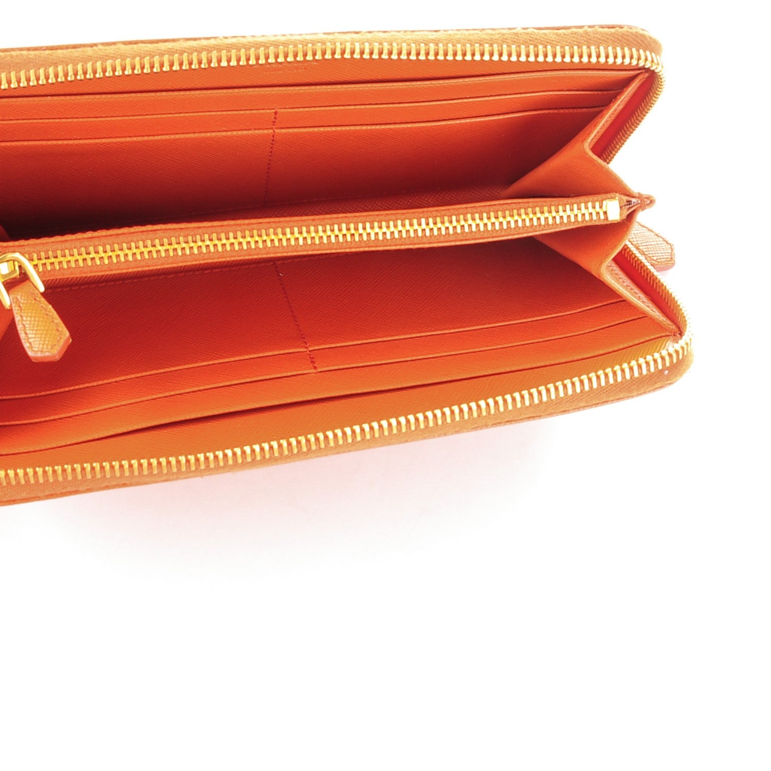 Prada Saffiano Metal Zip Around Wallet Papaya 5 of 7
