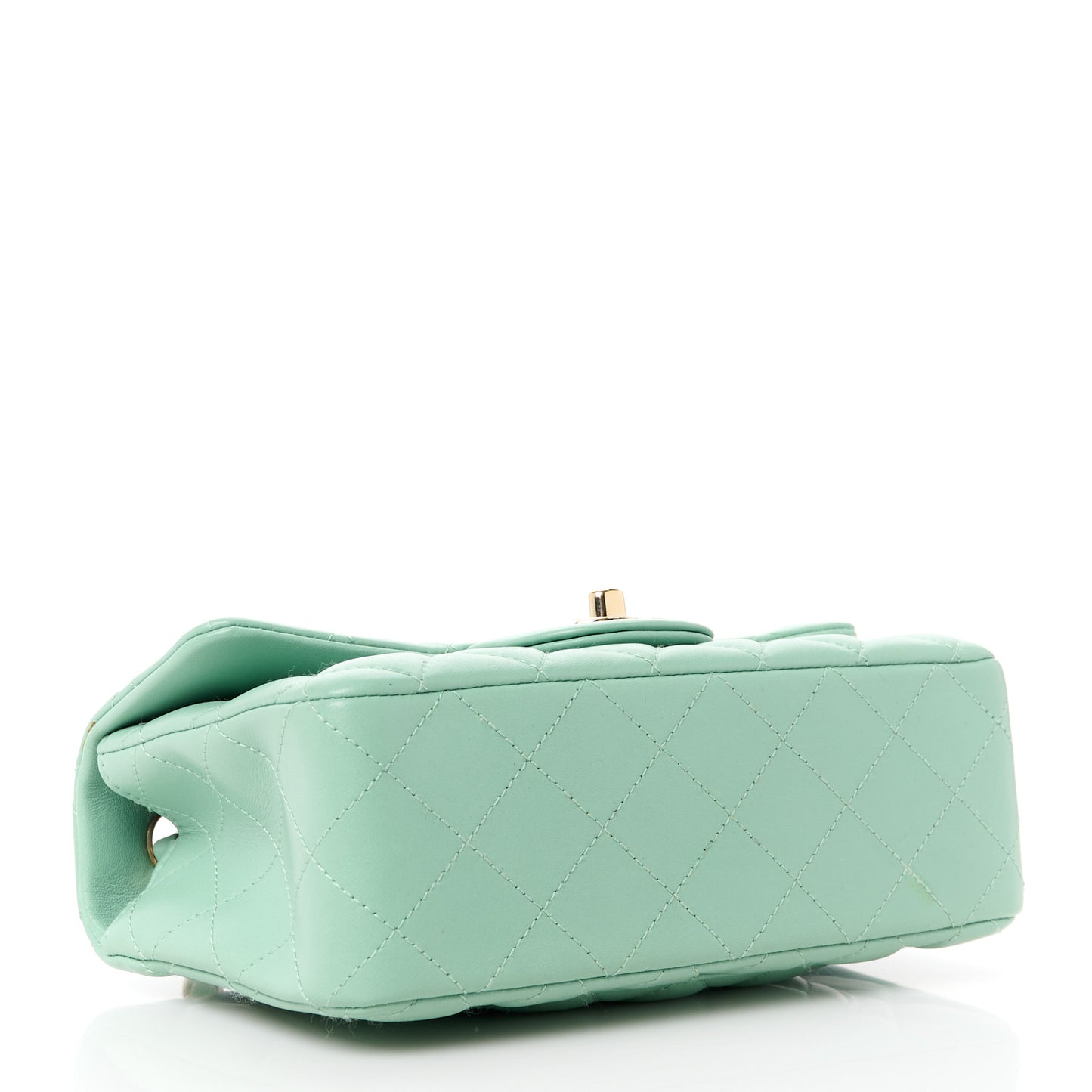 Lambskin Quilted Mini Rectangular Flap Light Green