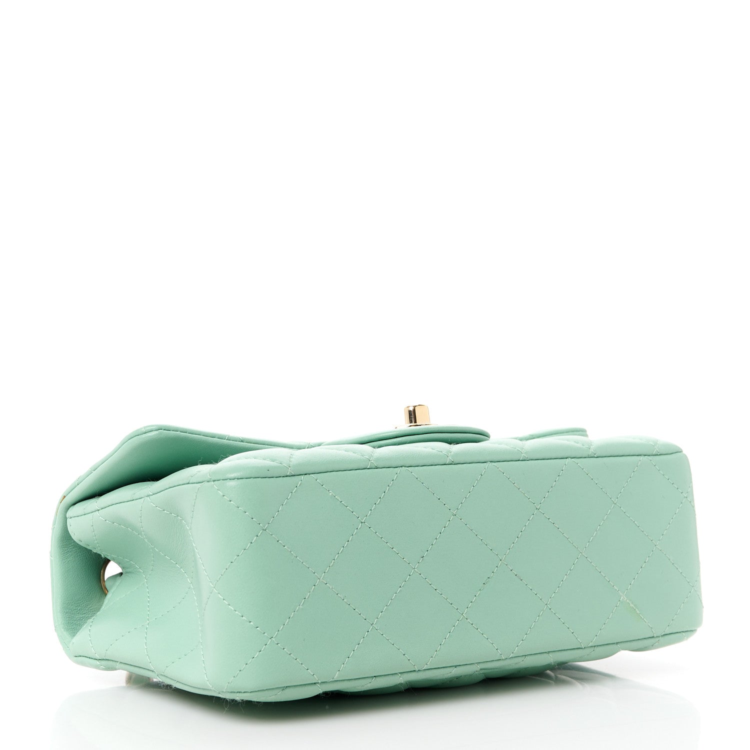 Chanel Lambskin Quilted Mini Rectangular Flap Light Green 4 of 11