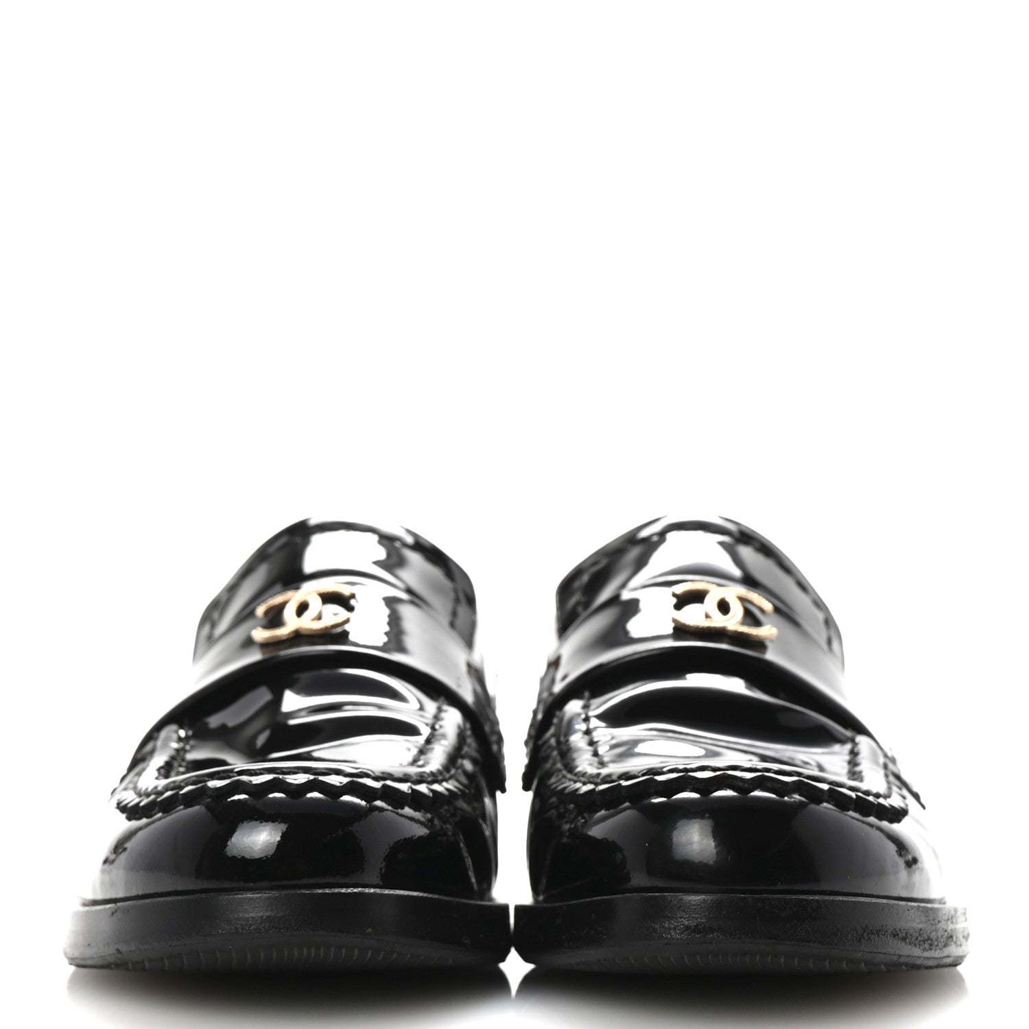 Chanel Patent Calfskin CC Mocassin Loafers 37.5 Black 3 of 12