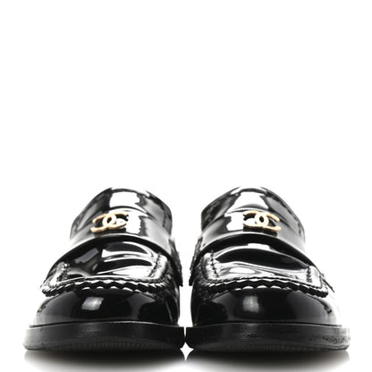 Chanel Patent Calfskin CC Mocassin Loafers 37.5 Black 3 of 12
