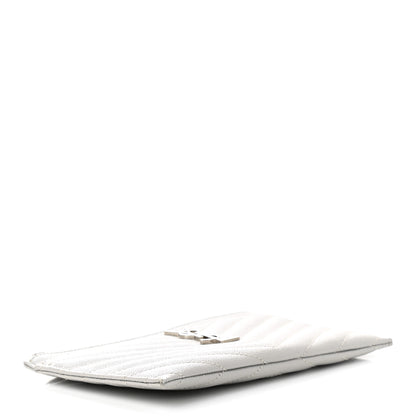 Saint Laurent Grain De Poudre Chevron Monogram Bill Pouch Granite 4 of 9