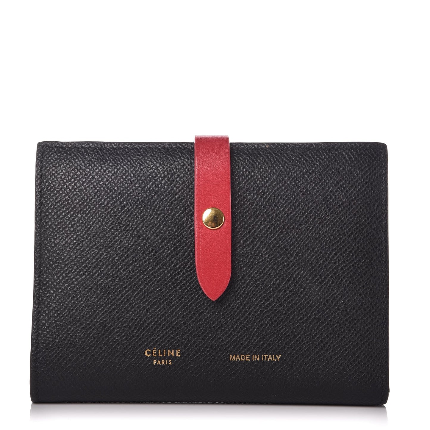 Grained Calfskin Medium Multifunction Strap Wallet Black