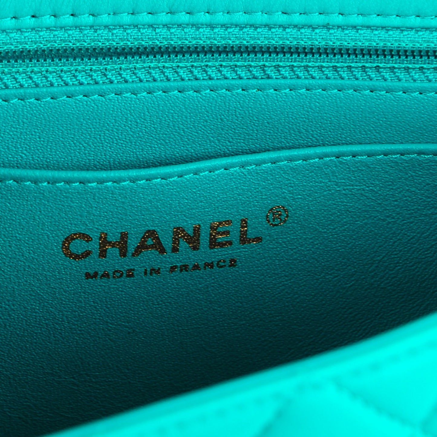 Lambskin Quilted Mini Rectangular Flap Turquoise