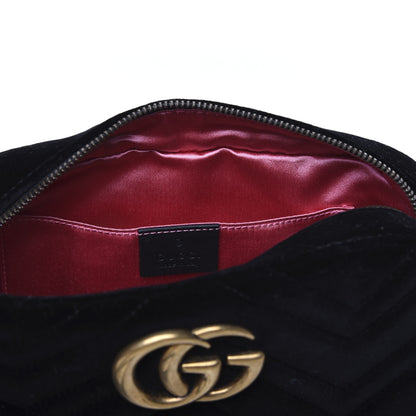 Gucci Velvet Matelasse Small GG Marmont Chain Shoulder Bag Black 10 of 15